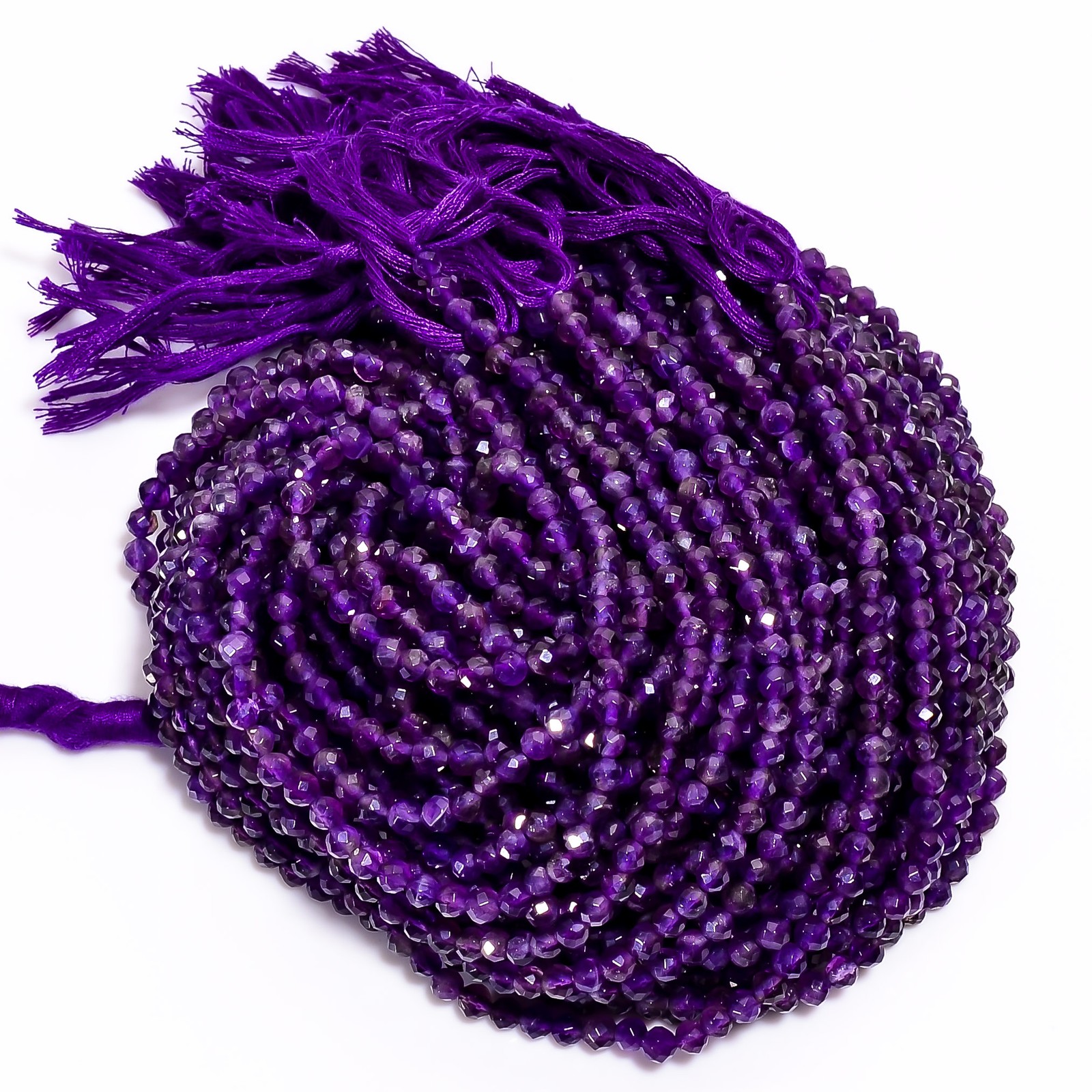 Natural African Amethyst Gemstone Round Faceted Beads 4X4 mm Strand 12.5″ AB-669
