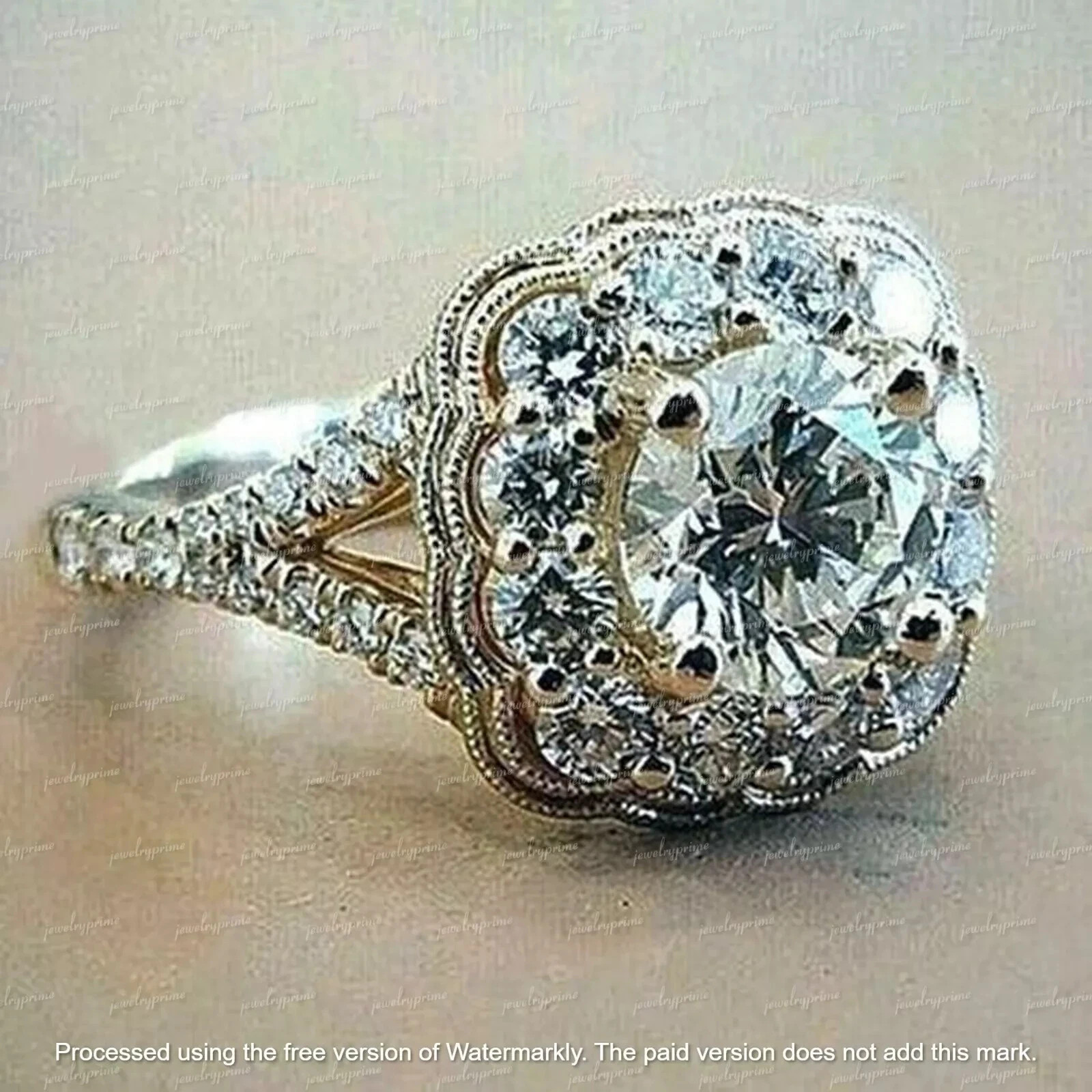 2.00Ct Round Cut lab Created Diamond Halo Engagement Ring 14k White Gold Plated