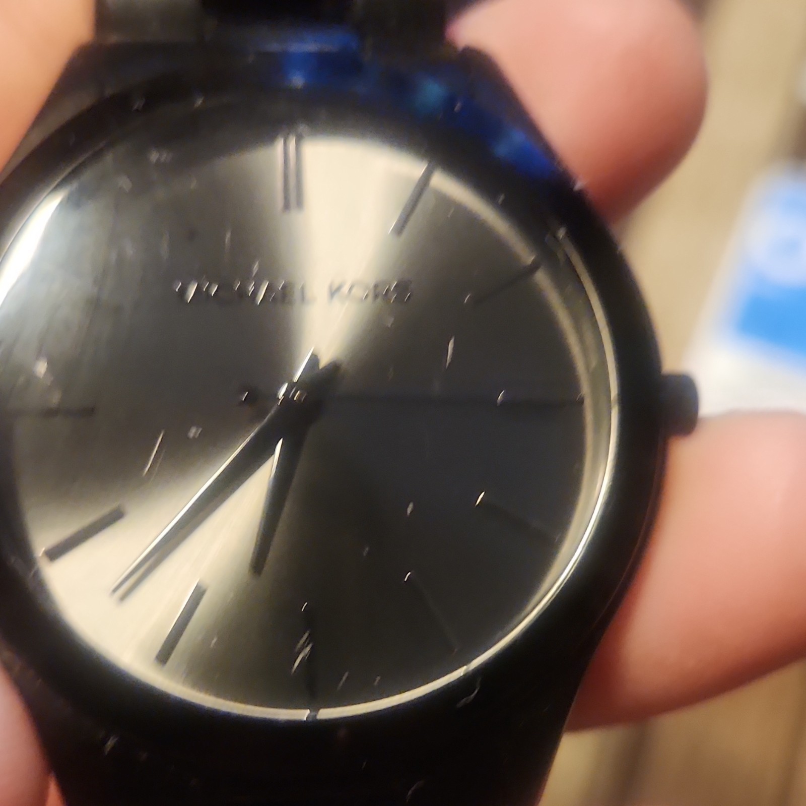 Michael Kors Quartz Analog Wristwatch Black Metal Bracelet Round Fixed Bezel