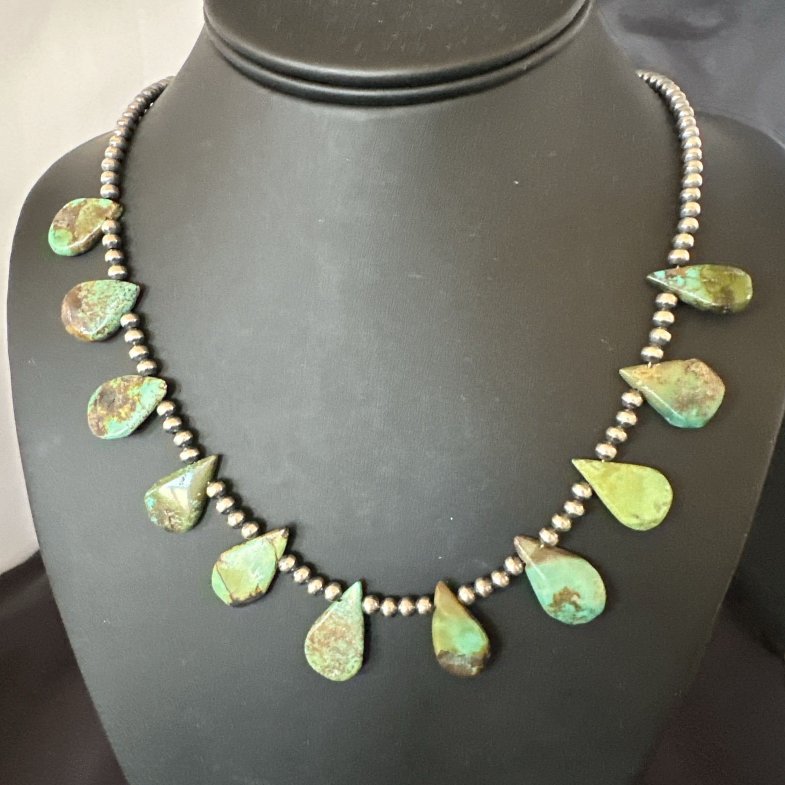 Southwestern Navajo Pearls Sterling Silver Royston Turquoise 20″ Necklace 00484