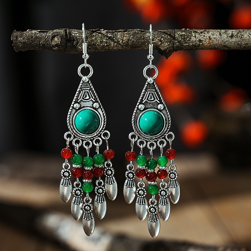 Random 6Pairs Boho Vintage Teardrop Dangle Beaded Tassel Earrings Handmade Women