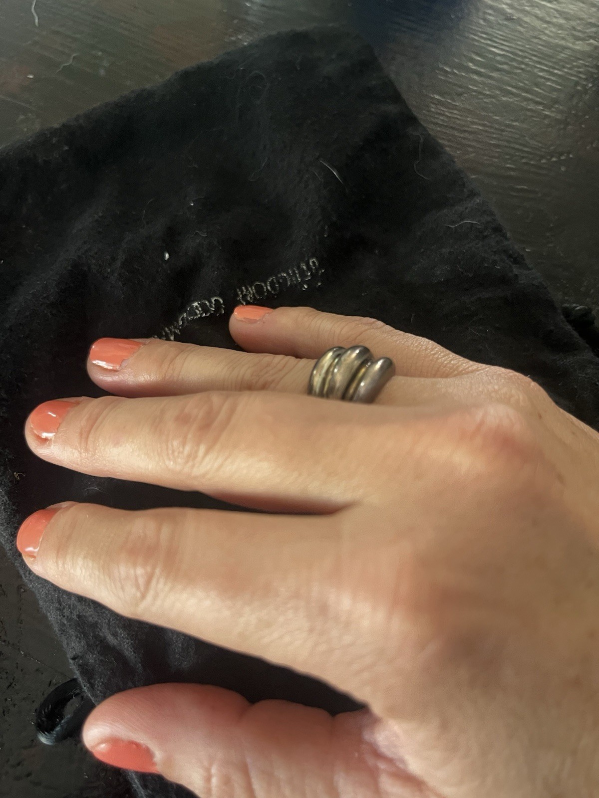 900 Silver Wide Multi-Band Ring Size 6 No Stone Silver Tone Pre-Owned