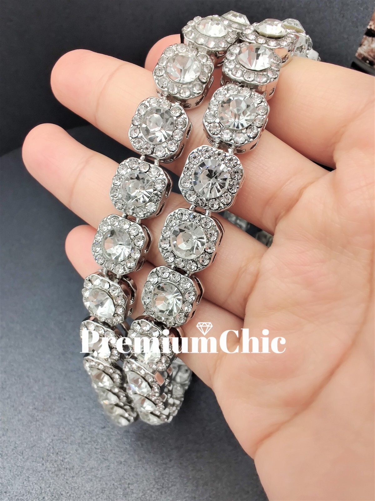 Iced Baguette Cluster Tennis Chain Necklace Plated CZ Men HipHop Fashion Jewelry
