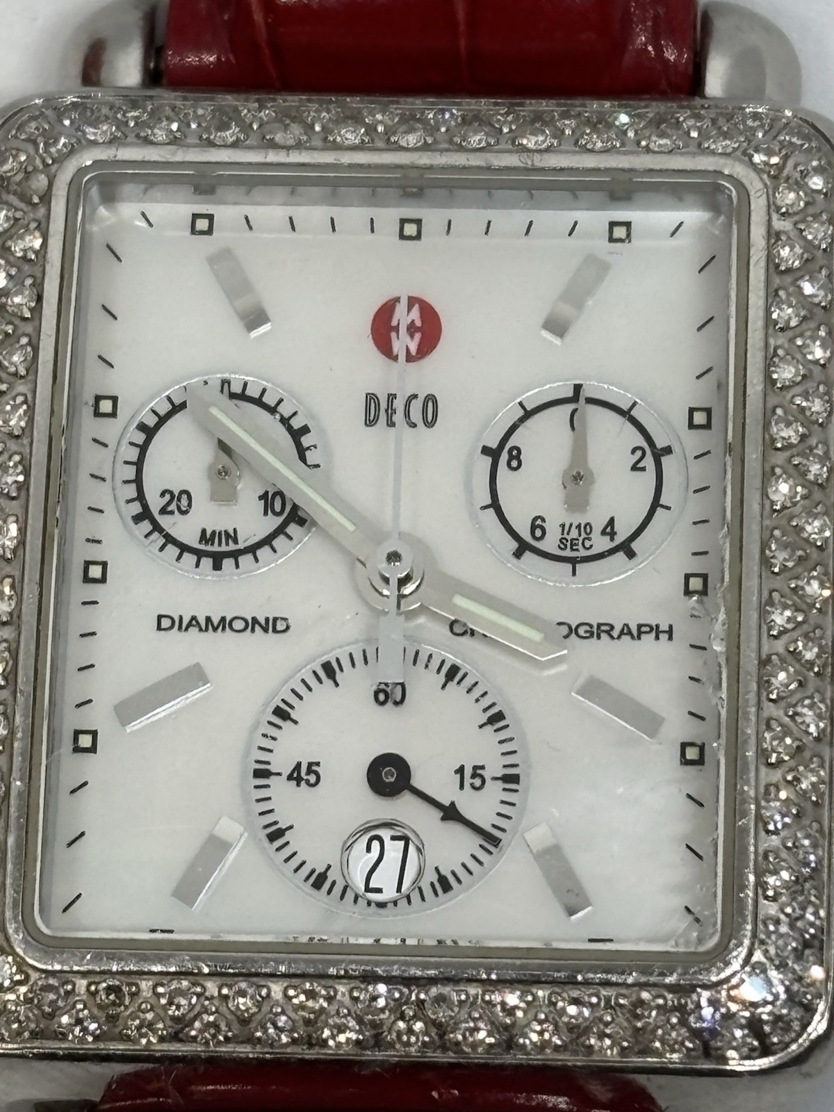 Michele Deco Diamond Chronograph 71-6000 Watch, ETA 251 471 Movement, Runs, READ