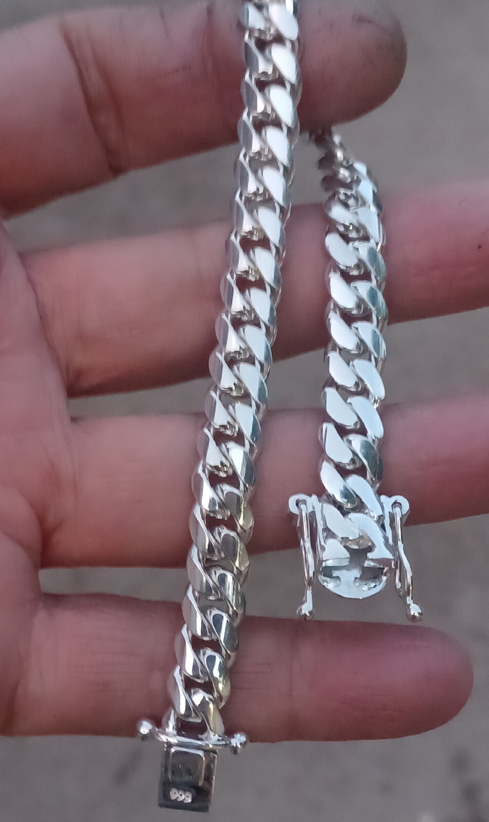 Miami Cuban Link Bracelet 999 pure silver 7 1/2 ” 8 MM 32 Grams