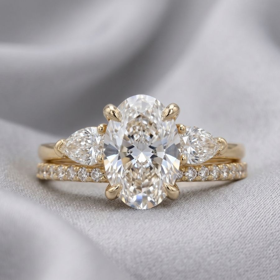 2.50 Ct Lab-Grown Diamond Wedding Bridal Set Band Ring 14k Yellow Gold