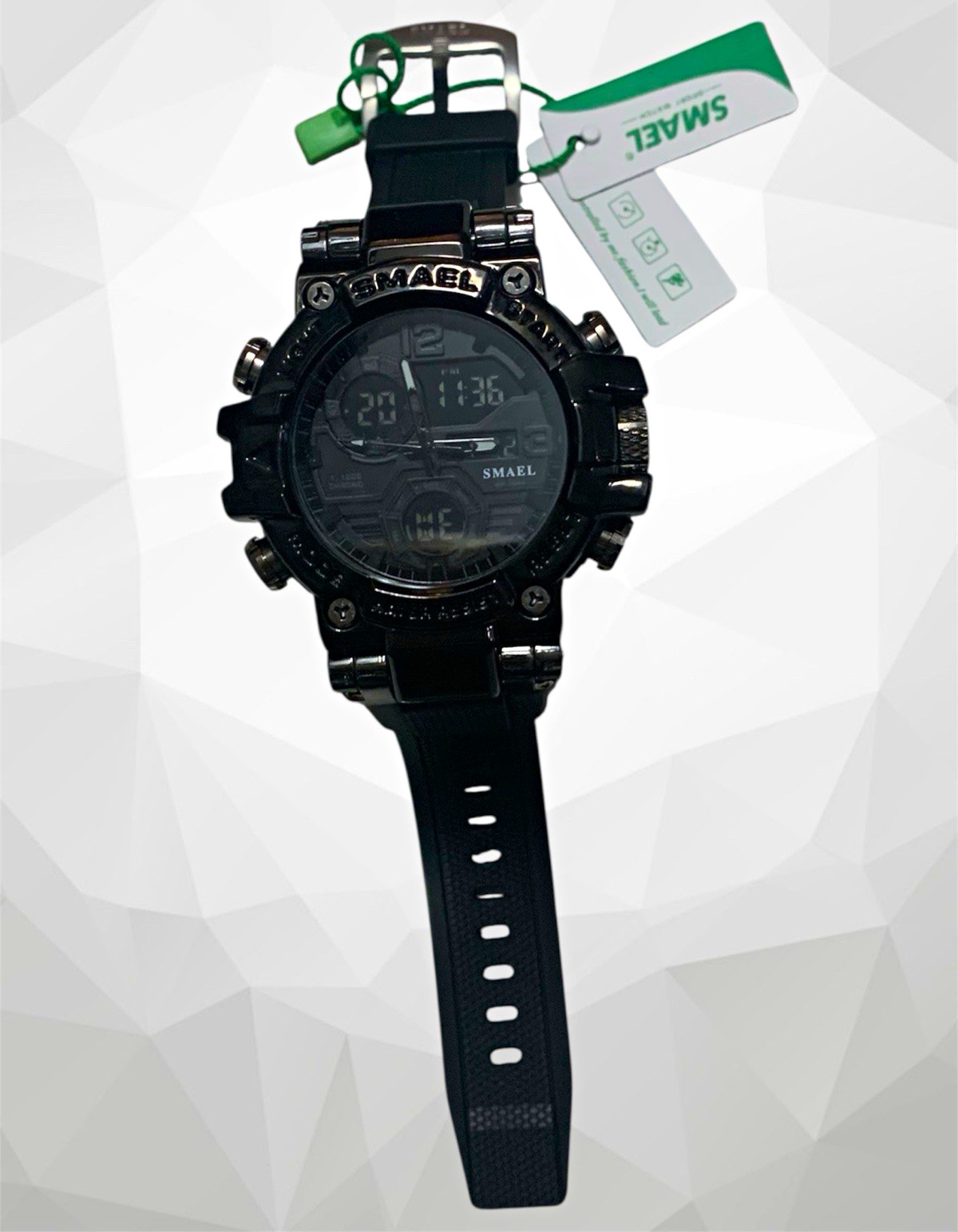 SMAEL Men’s Analog-Digital Watch 50mm Black Resin Strap 50m