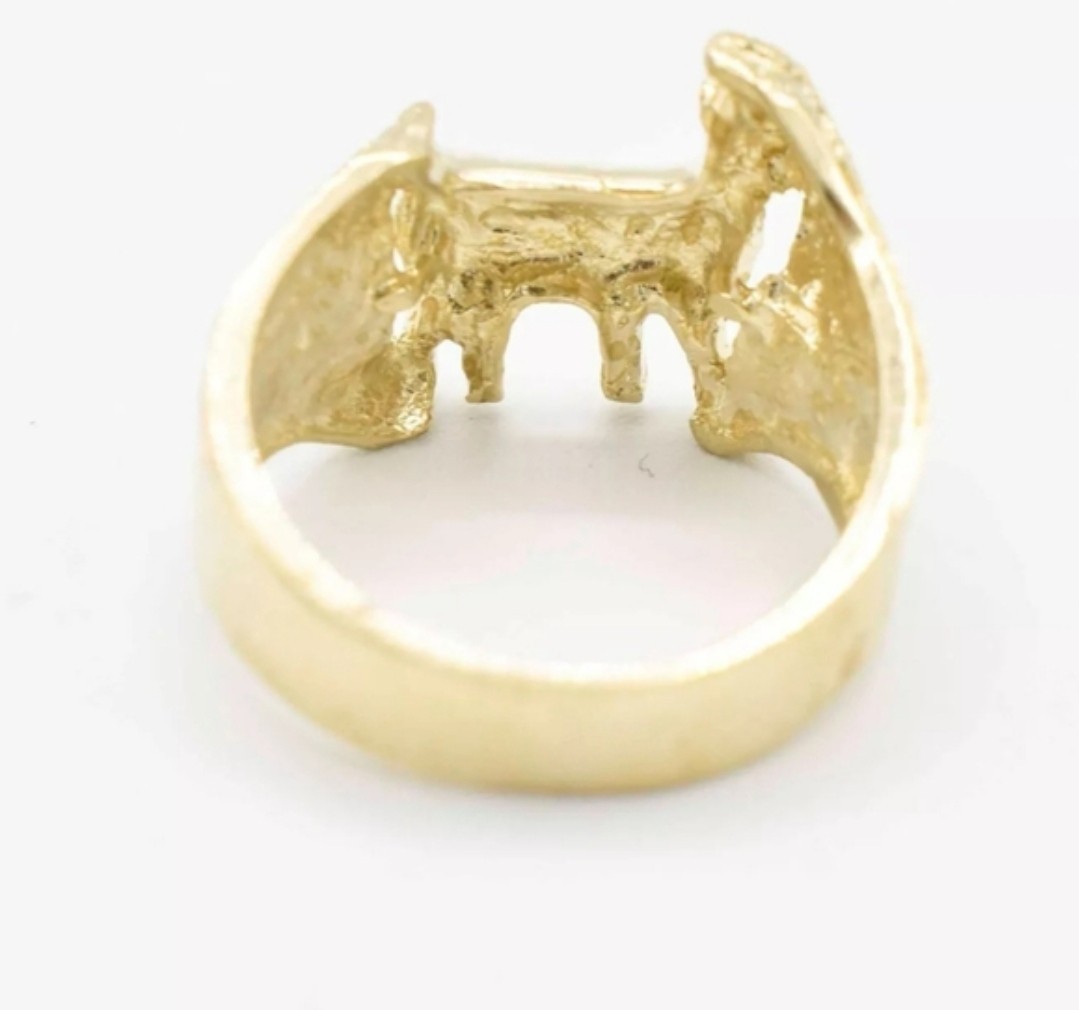 10K GOAT Solid Yellow Diamond Cut Hip Hop Mens Ring