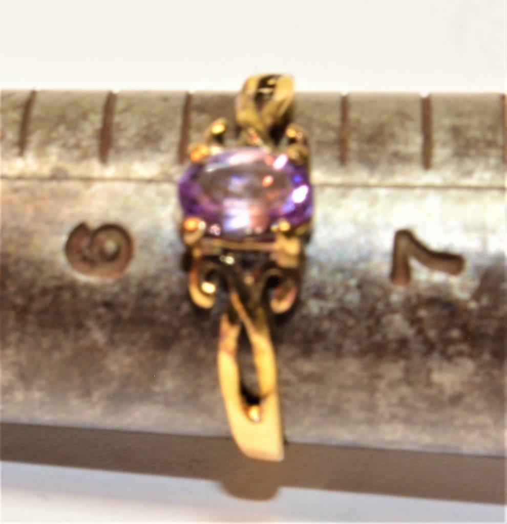 Designer Stamped 925 STERLING 14k GP Purple Stone woman’s Ring Sz 6.5