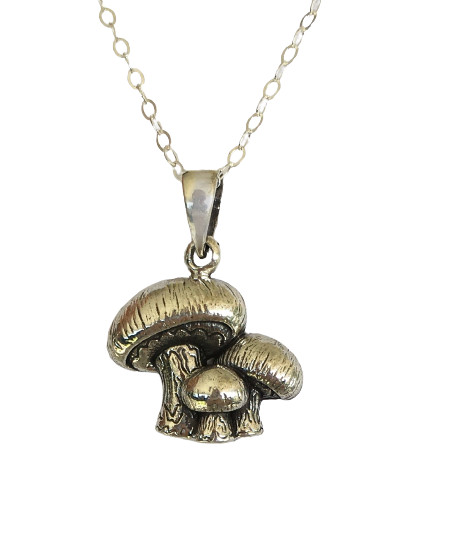 Mushroom cluster sterling silver pendant with or without necklace 16″-24″