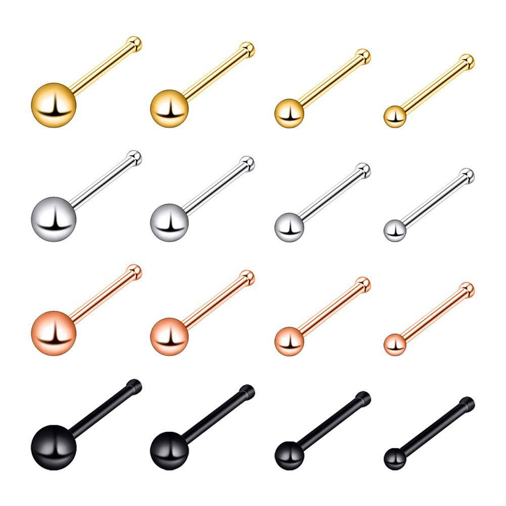 4Pcs/set Tiny Ball Nose Ring Stud Surgical Steel Bone Studs Nostril Piercing 20G