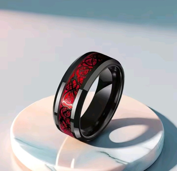 Enchanting Red Black Couple Ring His/Her Made for Lovers Valentine’s Day Edition