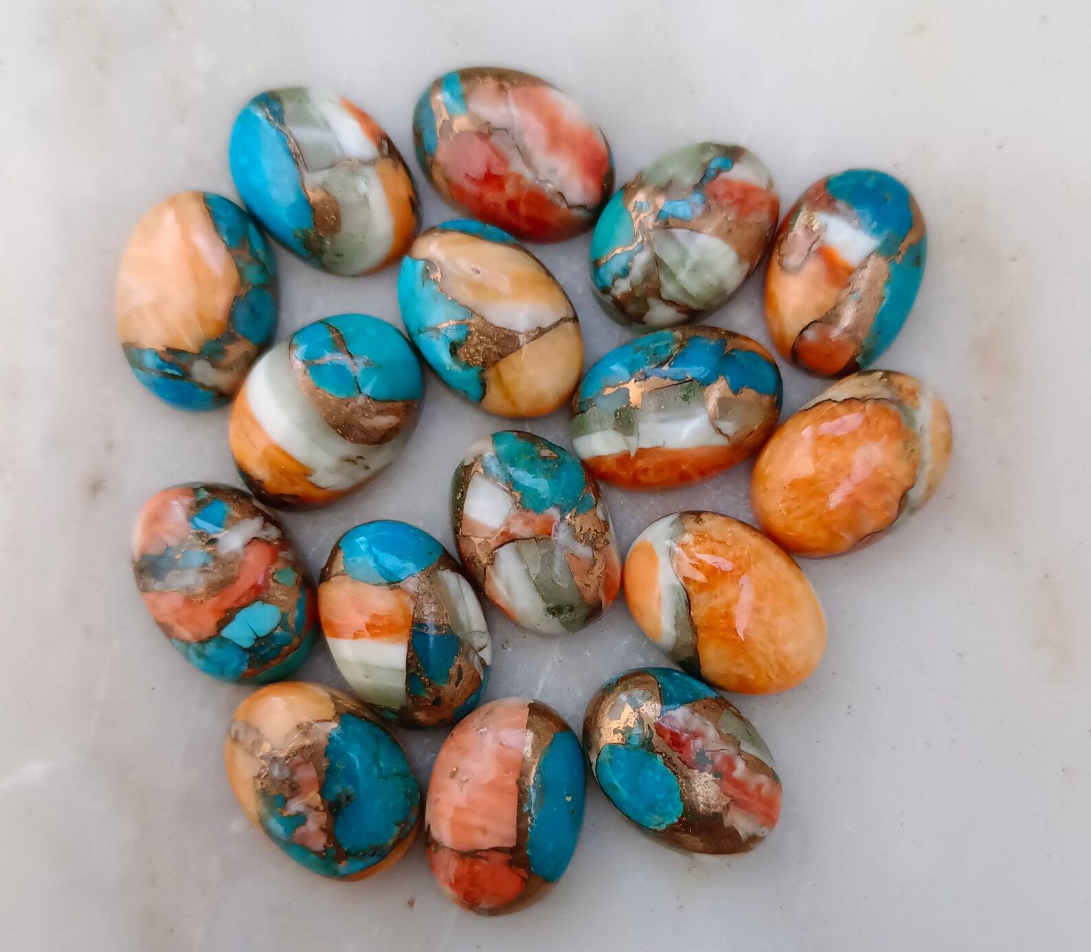 Natural Oyster Copper Turquoise Oval Cabochon Loose Gemstone Wholesale Lot