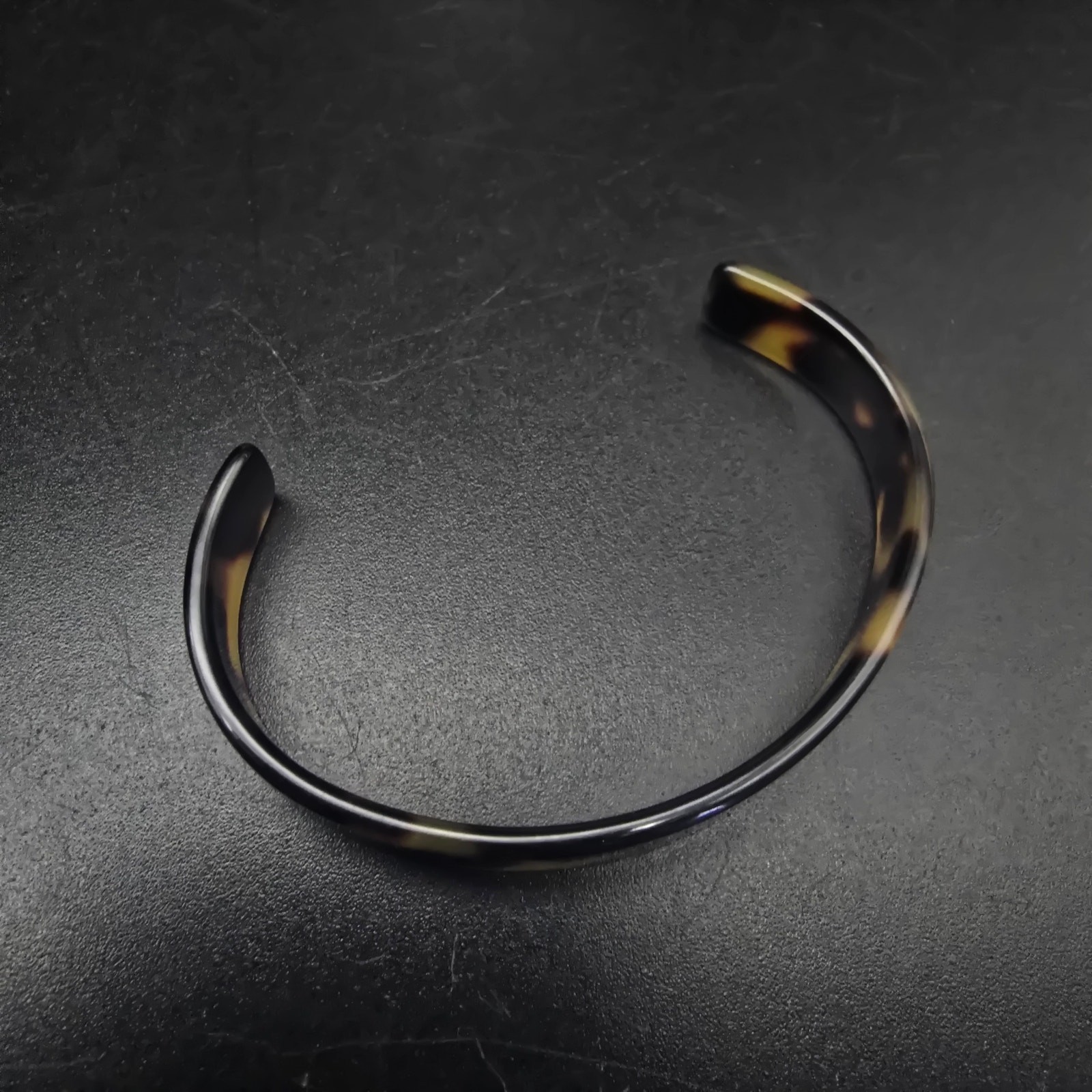 Faux Tortoise Shell Lucite Cuff Bracelet Thin Vintage Costume Jewelry NOS