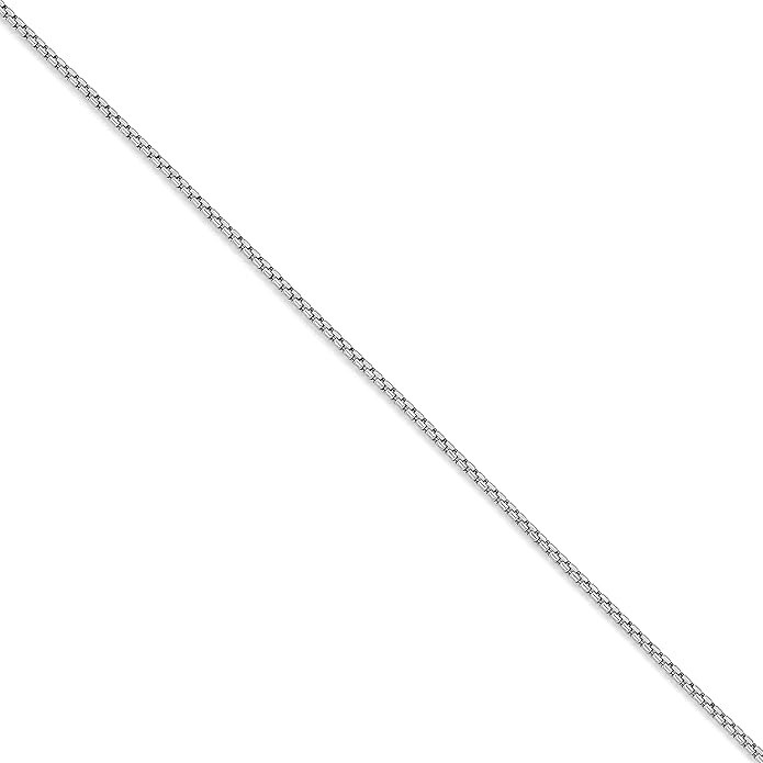 Real 14k White Gold 1.8mm Semi-Solid Half Round Box Chain 16 18 20 22 24 Inches