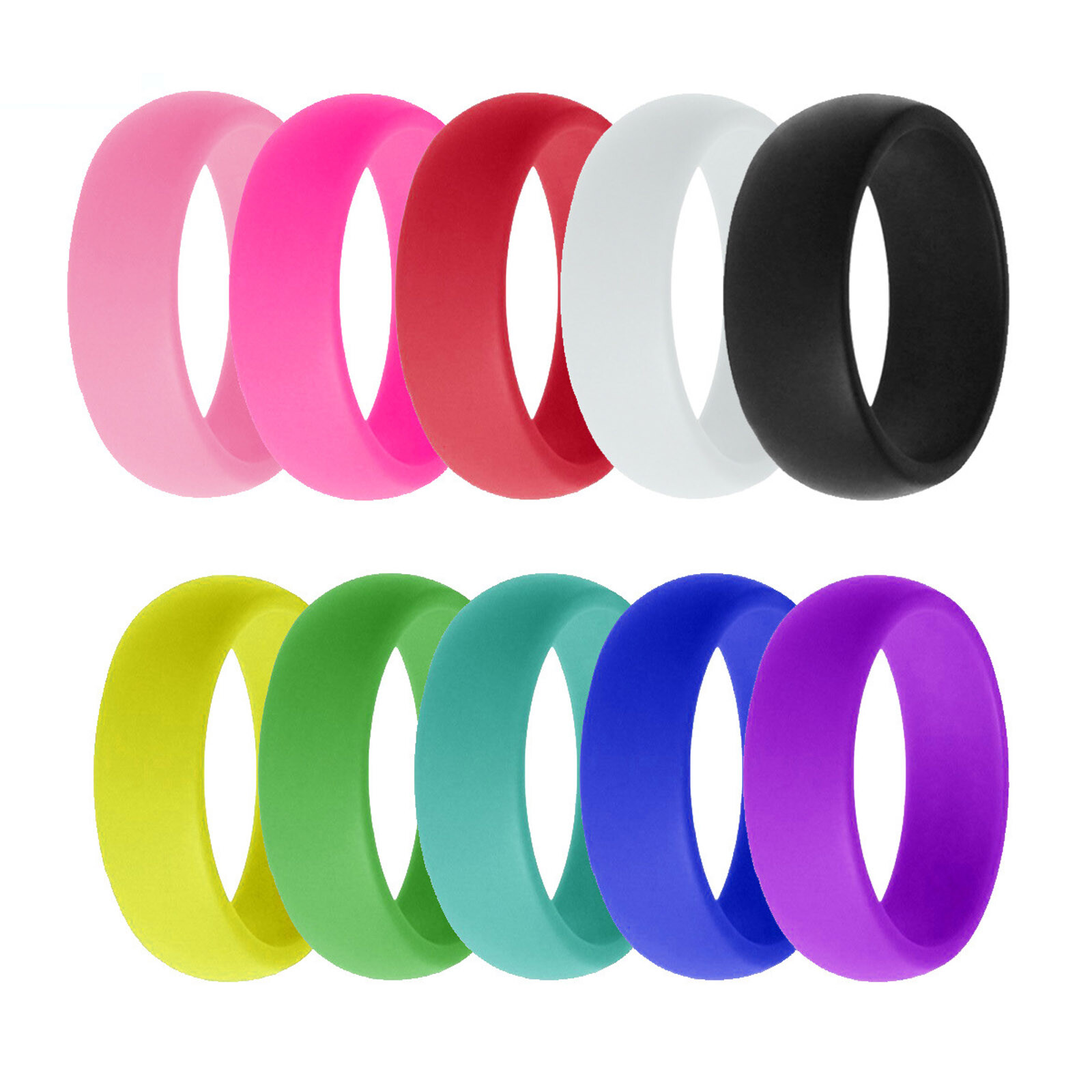 5-10pcs Silicone Wedding Rings for Men Women Breathable Rubber Engagement Band