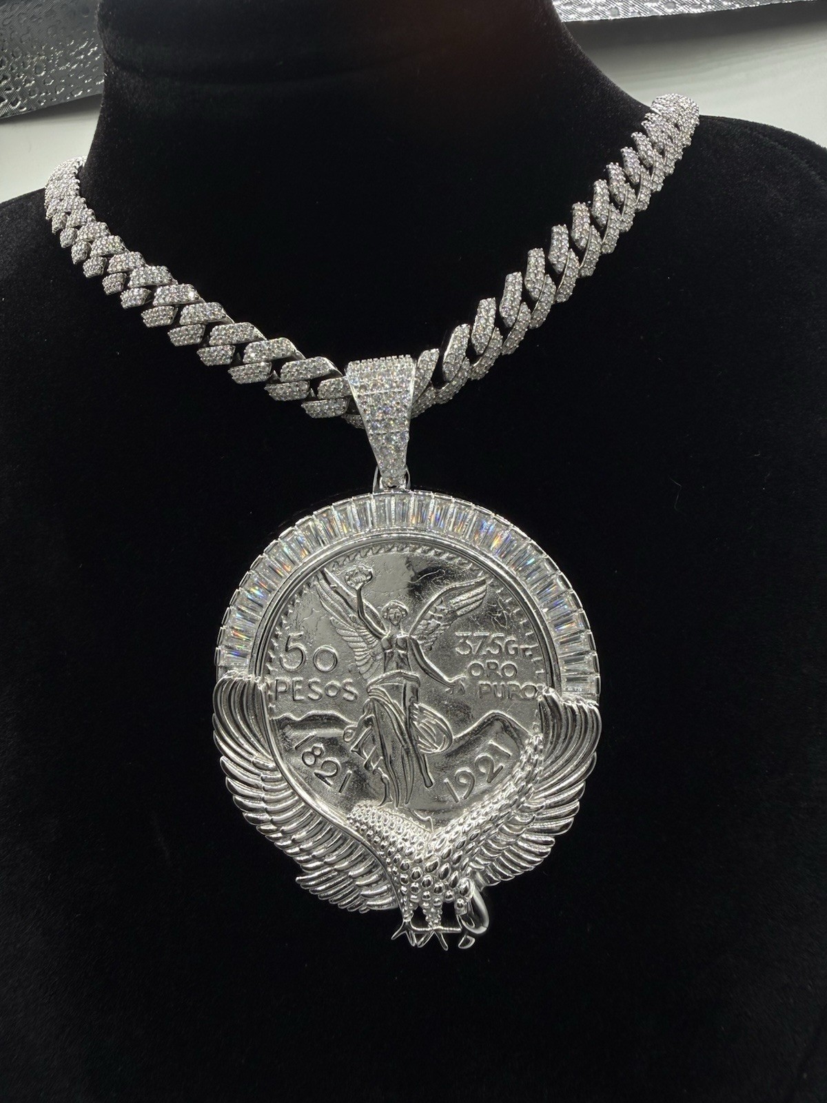 Solid Sterling Silver Moissnaite Chain 24” 8.8mm W 925 Centenario W Moissnaite