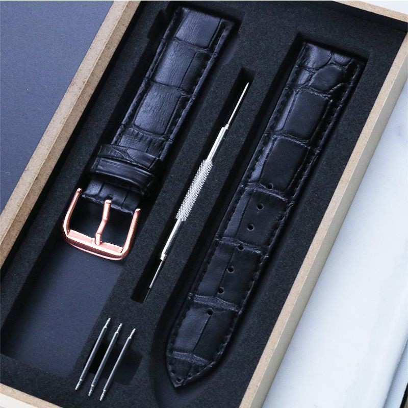 Boxed Quality Genuine Leather Watch Band Crocodile Grain Pin Buckle Strap10-24mm