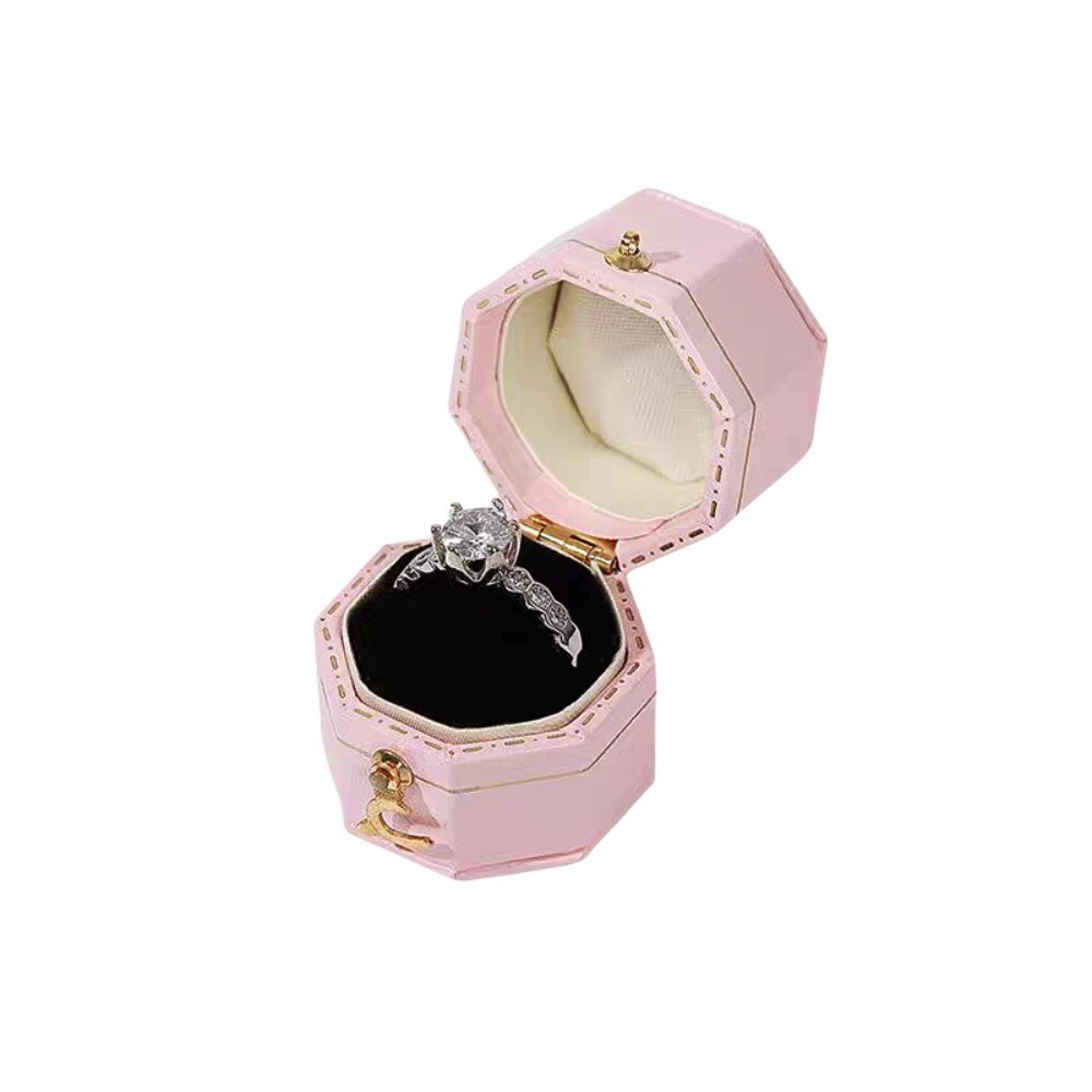 Luxury Vintage Leather Ring Boxes Engagement Wedding Ring Box Jewellery Case