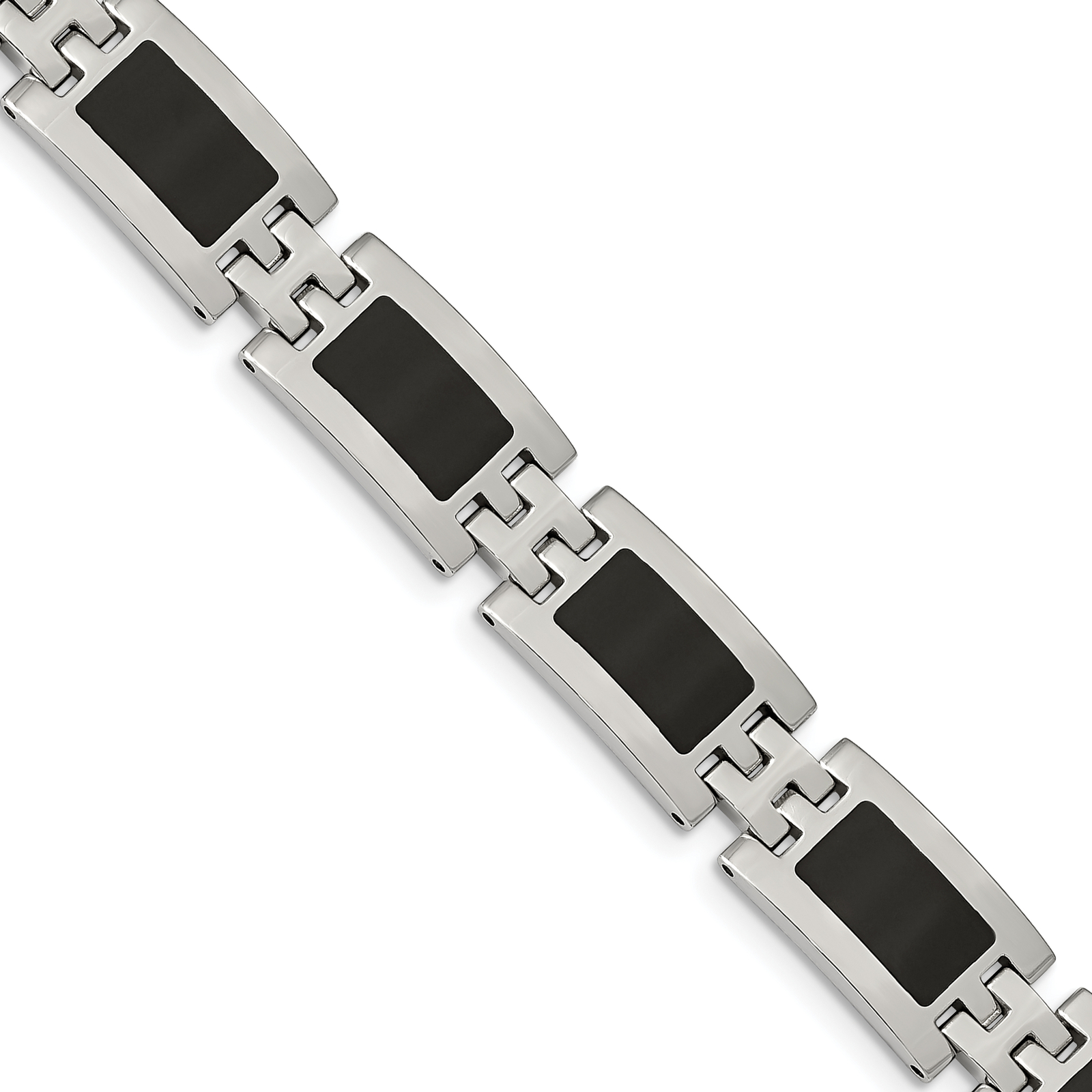 Chisel Stainless Steel Polished with Black Enamel 9 inch Link Bracelet SRB112
