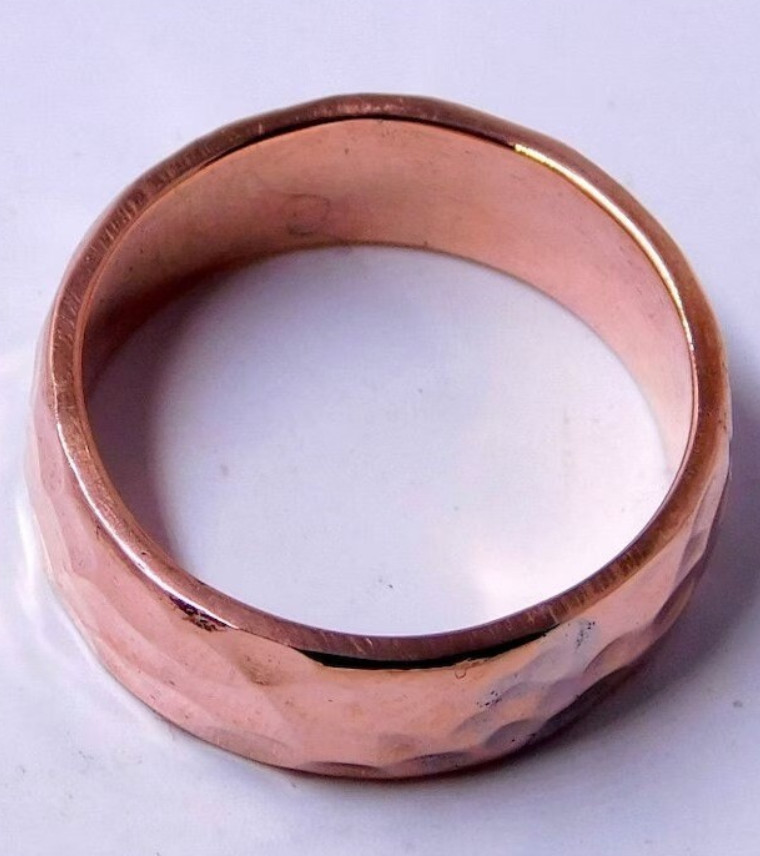 Solid Copper Band Ring Handmade Hammered Ring Bohemian Women Ring All Size SI07