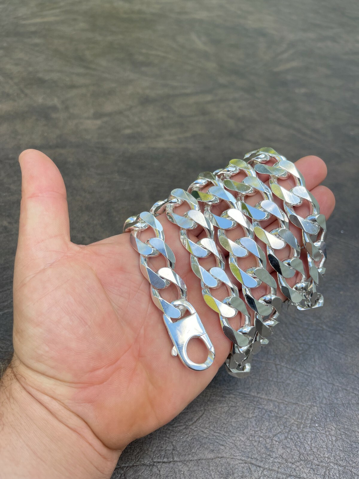 Real Solid 925 Silver 18mm Men’s Hip Hop Miami Cuban Curb Link Chain Or Bracelet