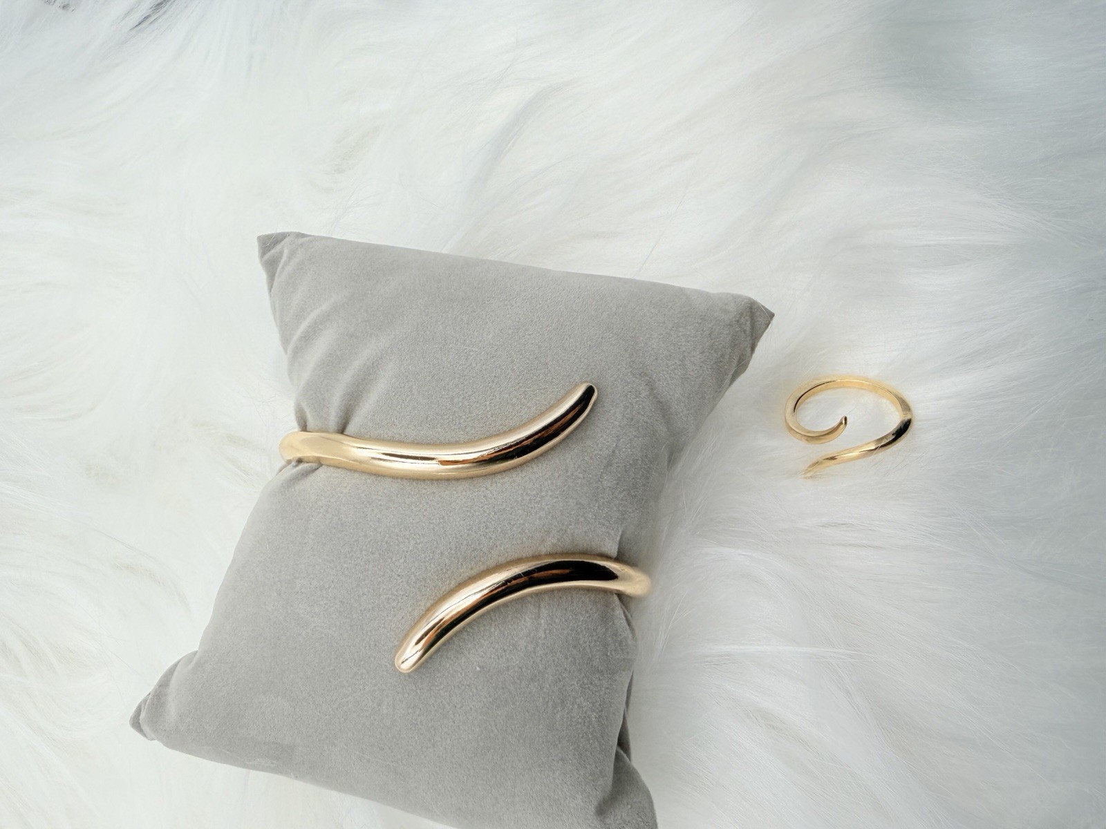 Gold Tone Metal Asymmetrical Cuff Earrings for Auricle