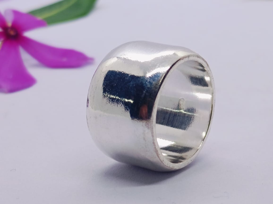 Solid 925 Sterling Silver Wide Band and Statement Handmade Smooth Thick Ring