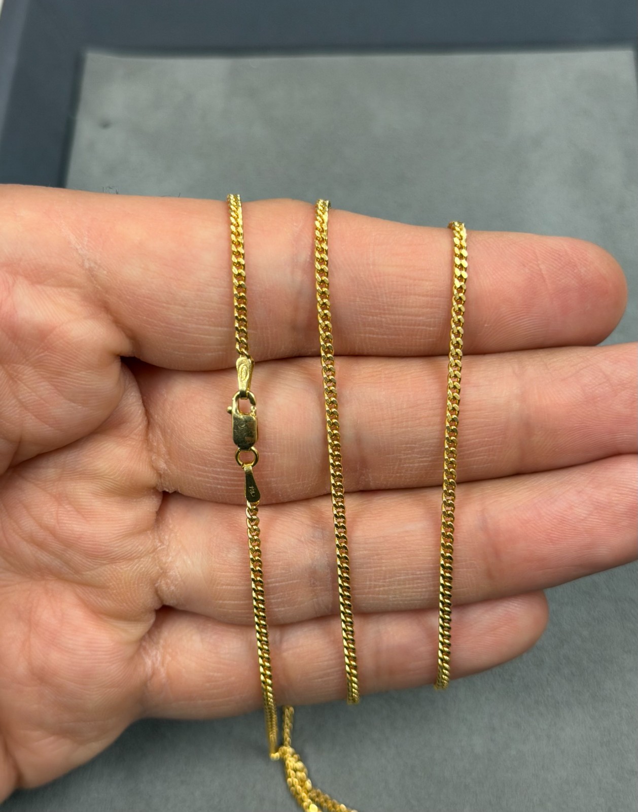18k Yellow Gold Solid Miami Cuban Curb Link Chain Necklace 24″ 1.8mm 9.20 Grams