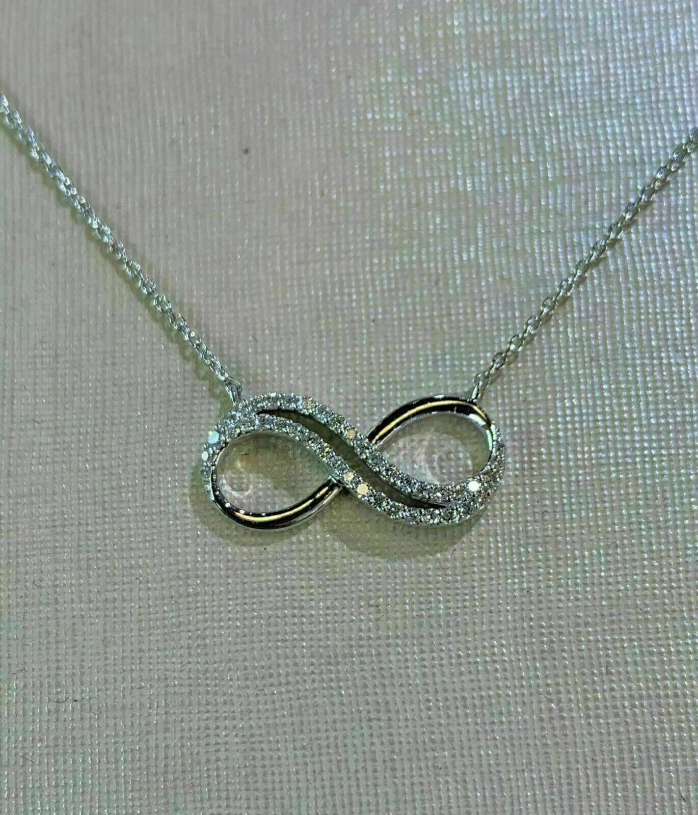 14K White Gold Over 1Ct Round Cut VVS1/D Diamond Infinity Necklace Free Chain