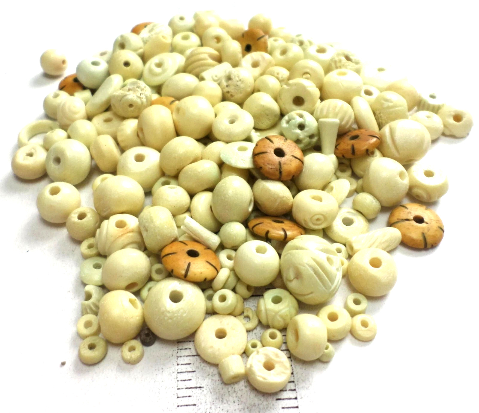 233 Buffalo Cream Vanilla Bone Spacers, Rondelles, Small to Large Beads 4-18mm