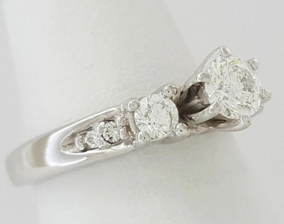 2.00 Ct Round lab created Diamond Three Stone Engagement Ring 14K White Fn