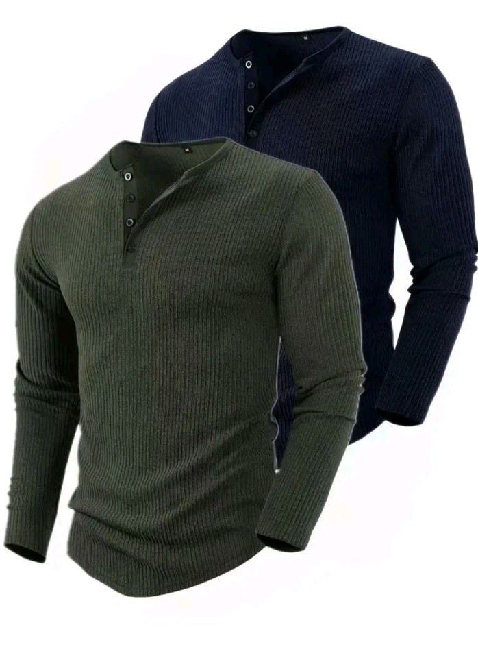 Elegant New York Tibet Styled Warm Winter Henley Winter Sweater With Button Down