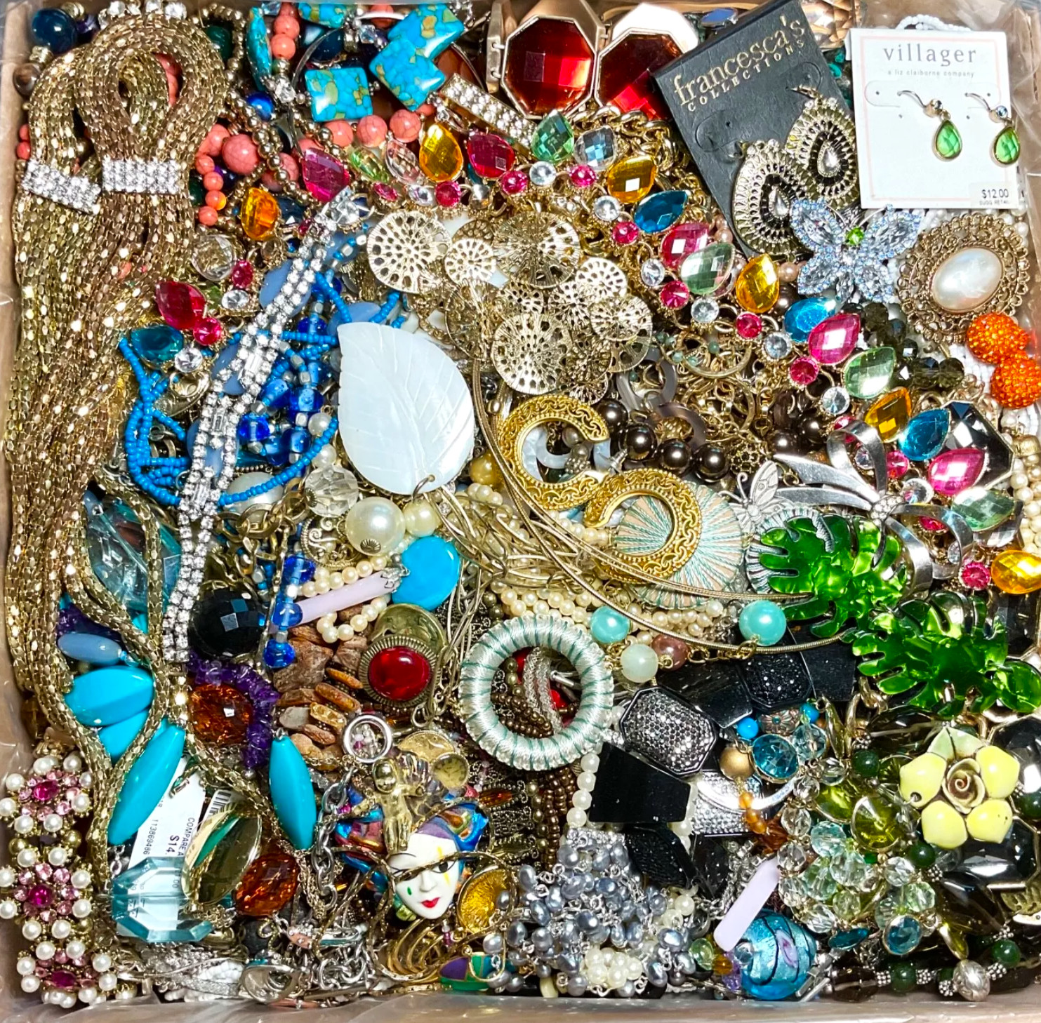 FREE SHIP 5 Pound Unsorted Huge Lot Jewelry VTG Now Junk Art Craft Treasure Box!