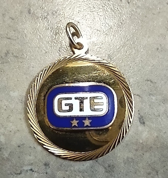10K Gold Filled GTE 2 Star Merit Award Charm Pendant Blue Enamel 1 Inch 5.3 Gram