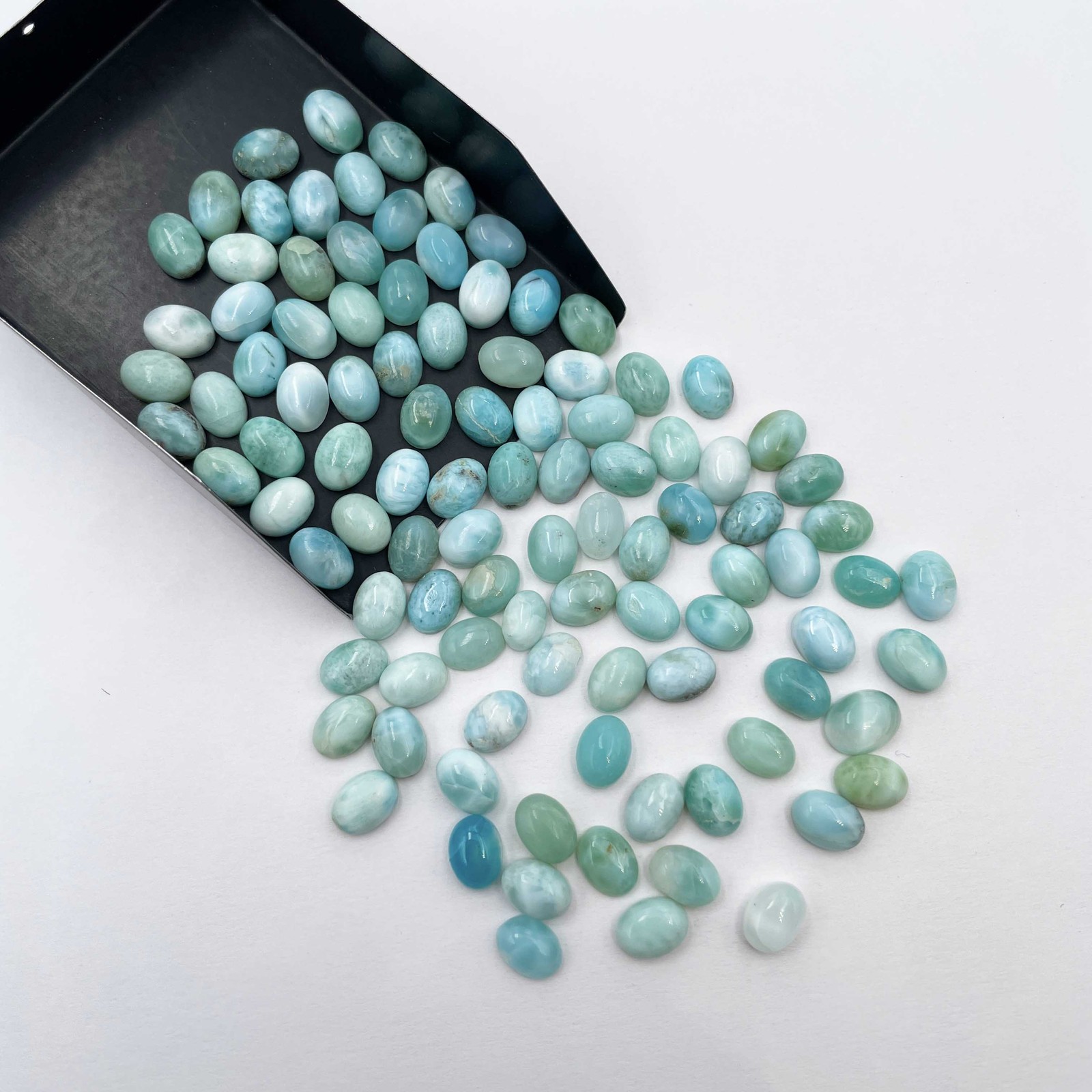 Natural Larimar Oval Cabochon Loose Gemstone Lot 61 Pcs 6*8 MM 100 CT