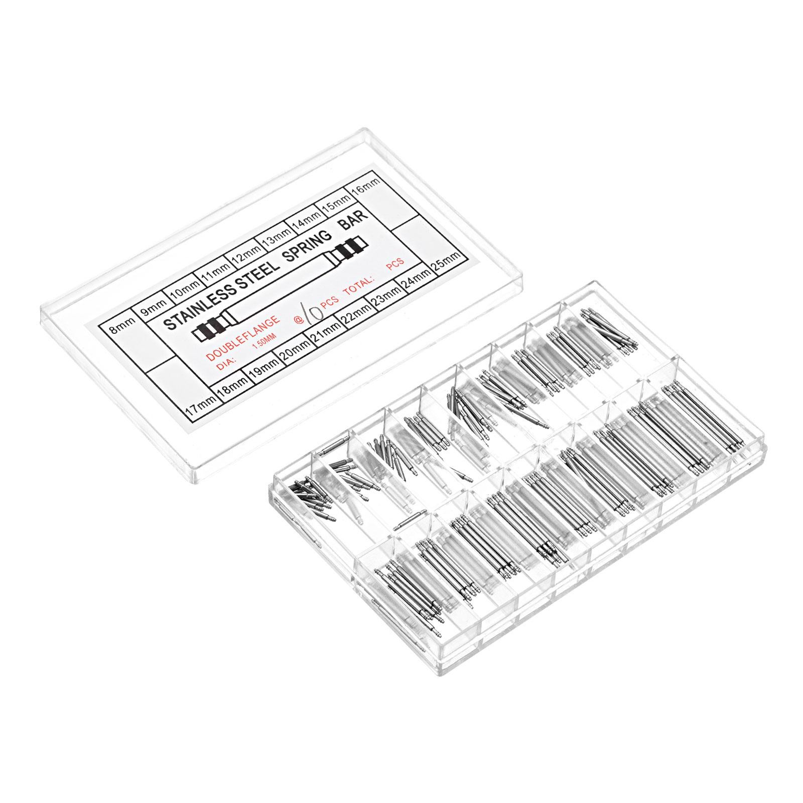 Watch Band Link Pin Set 180pcs 1.4mm Dia Spring Bar Pins 8-25mm 10pcs Each Size
