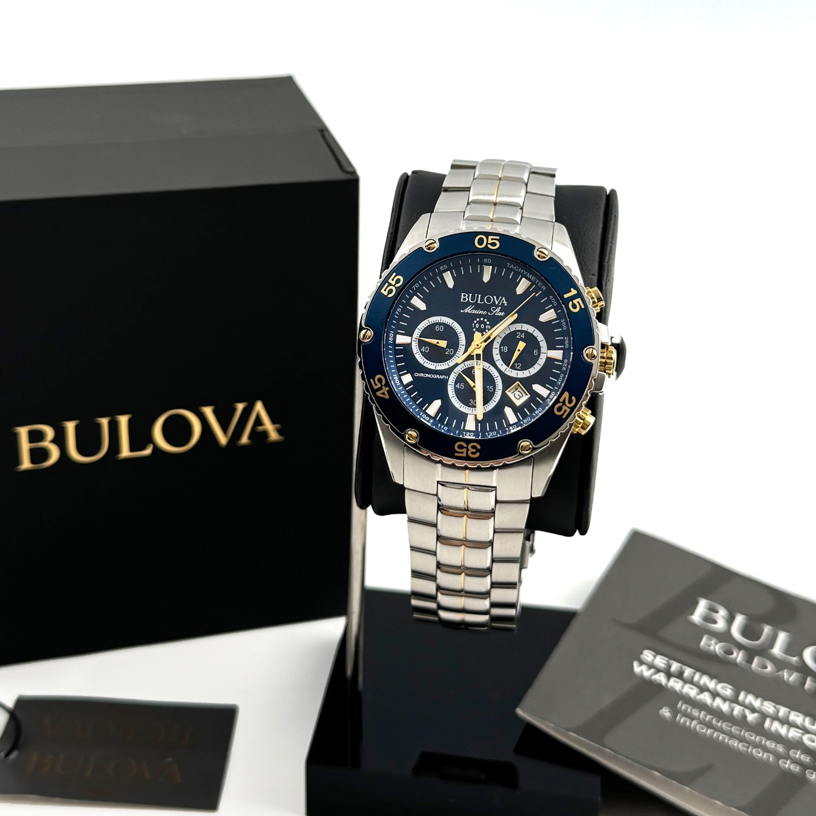 Bulova 98B400 Marine Star Chronograph Blue Dial Two-Tone stainless Men’s Watch