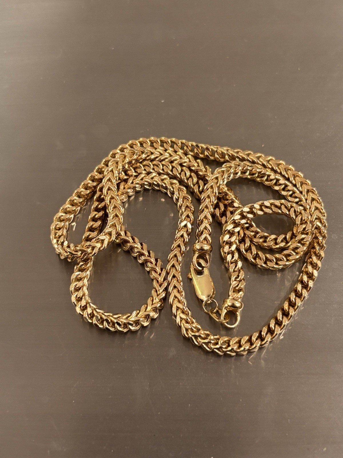 14k Yellow Gold 24″ Solid Franco Curb Link 4 mm 21 Grams ITALY Chain Necklace