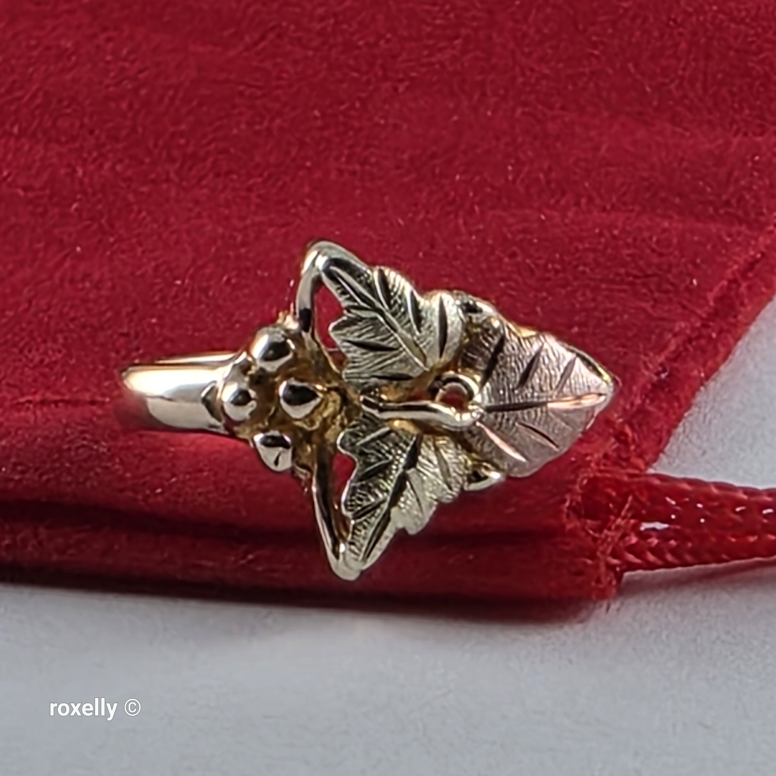 10K Yellow and Rose Gold Black Hills Leaves Ring Size 3, Solid Gold!