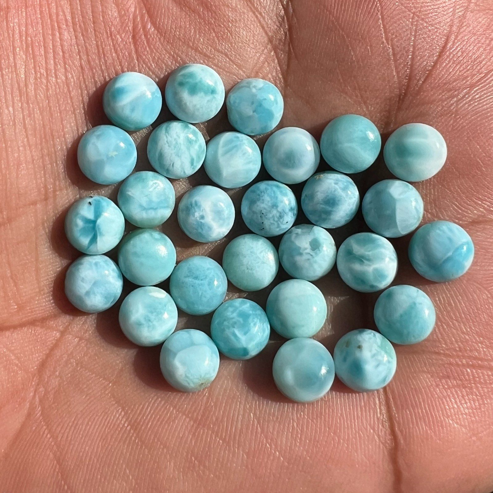 Natural Larimar Round 4×4 mm to 20×20 mm Cabochon Loose Gemstone Lot