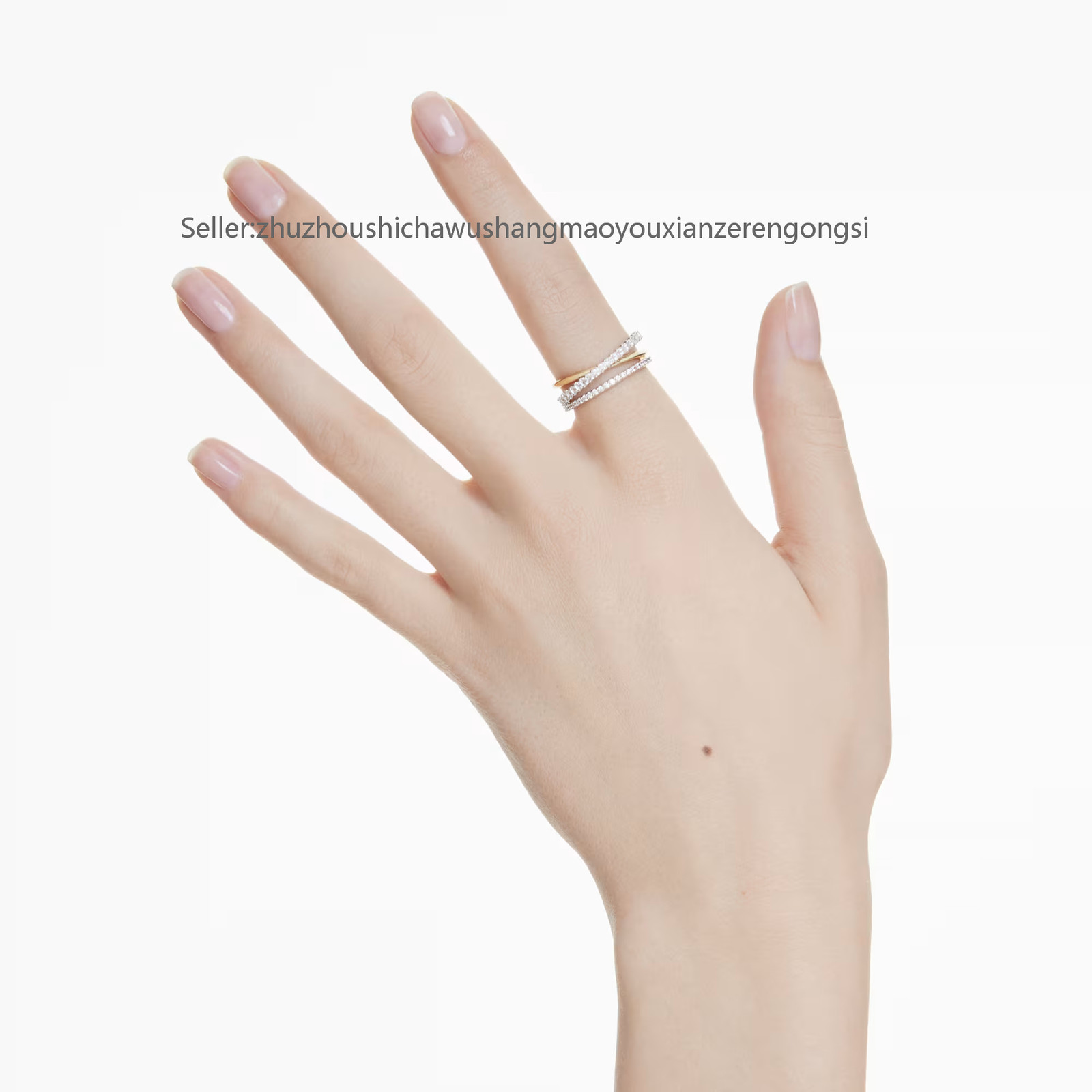 Hyperbola White Mixed Metal Finish Ring Cuts New