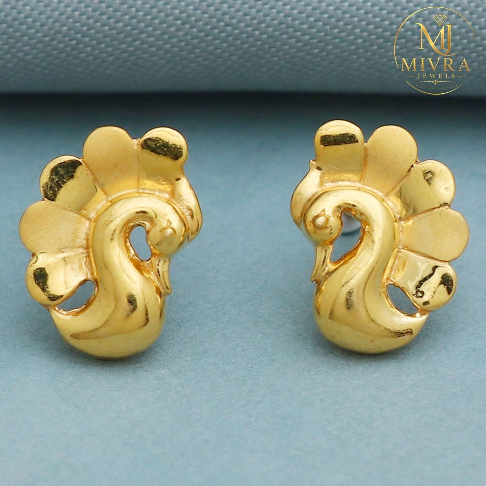 BIS 916 Pure Gold Stud Earrings 3.08g 1.3cm Gift for Mom Fine Jewelry