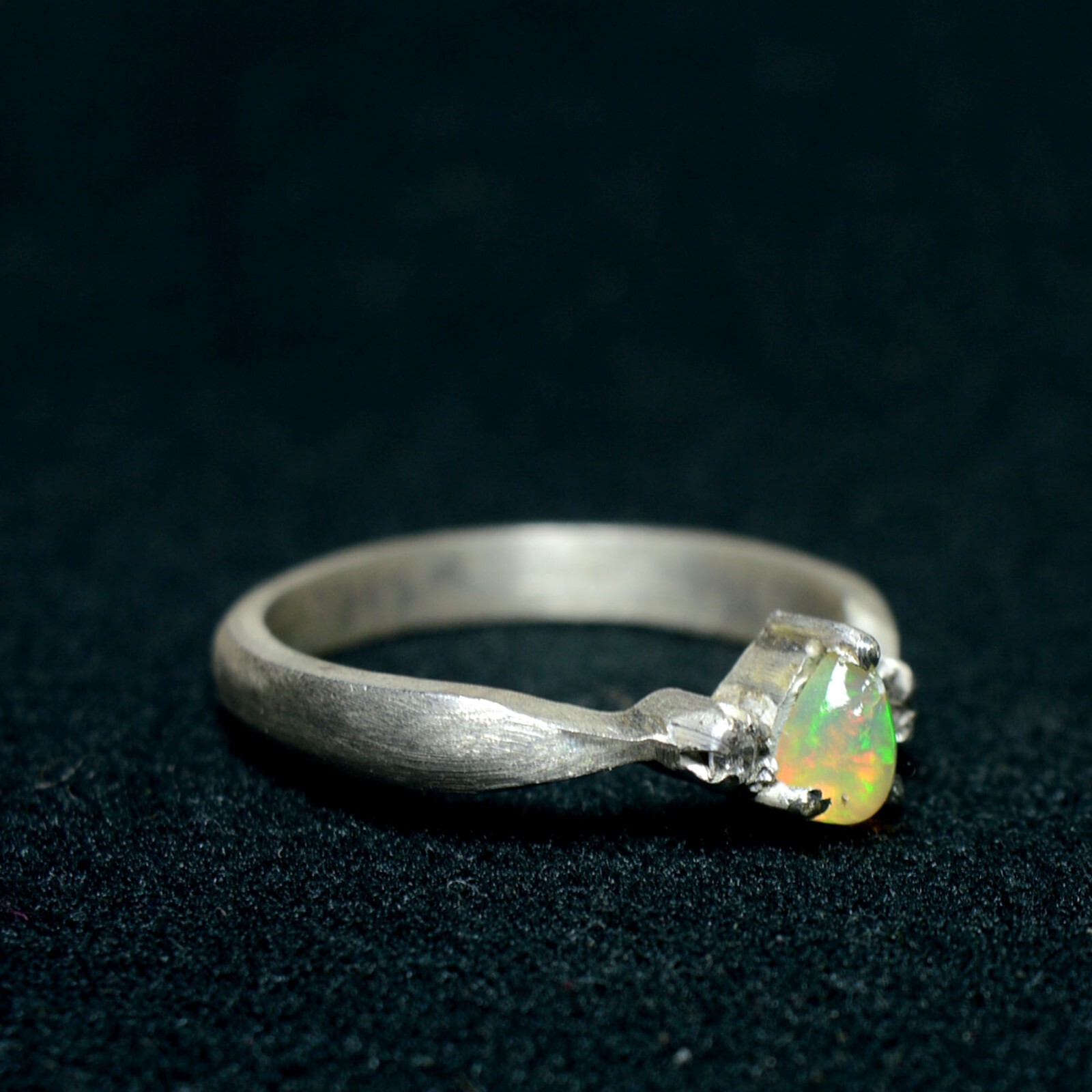 Genuine Ethiopian Multi Fire Opal Pear Gemstone 925 Sterling Silver Women Ring