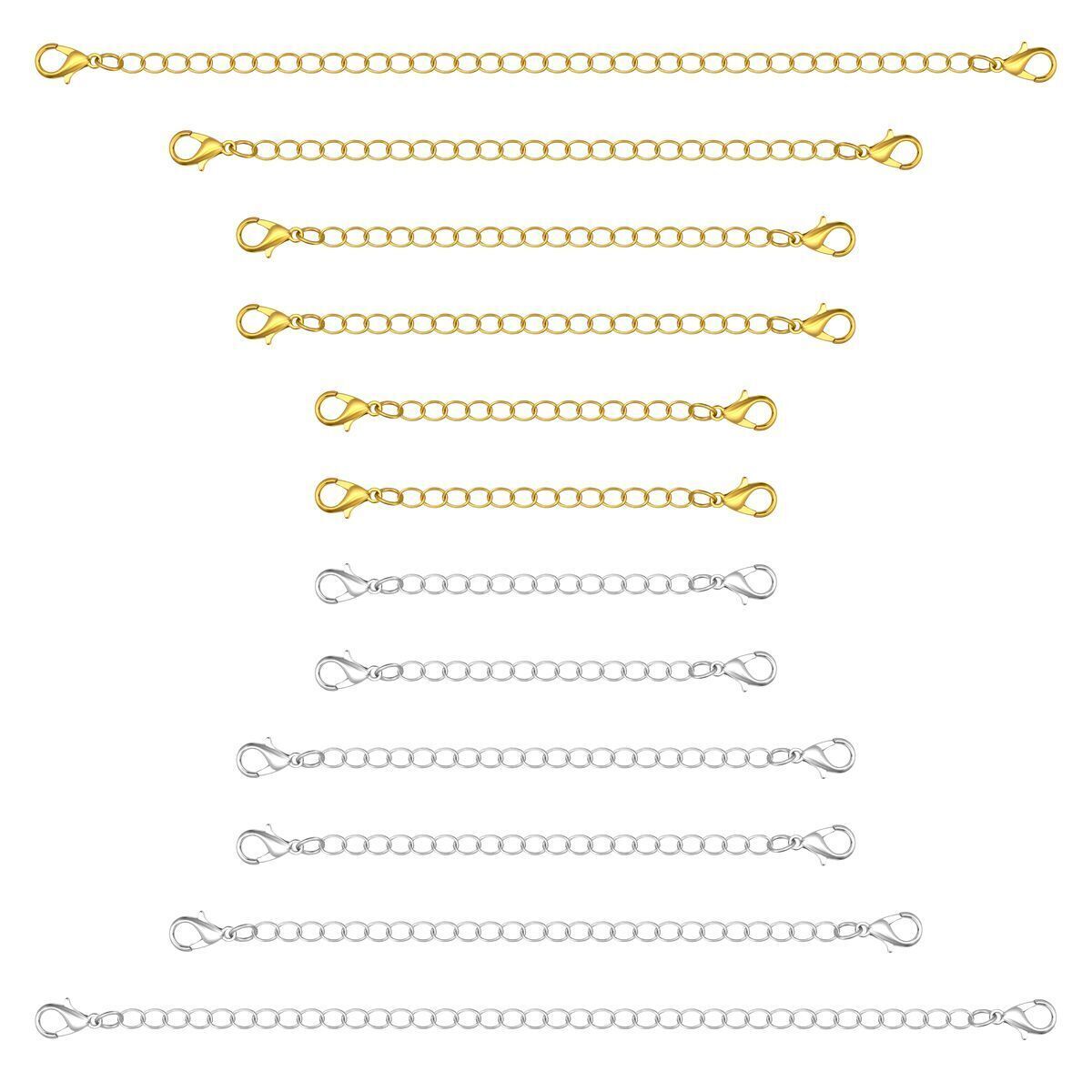 12pcs Stainless Steel Necklace Bracelet Extender Chain Extenders Gold&Silver