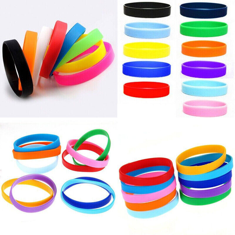 10 Pcs Silicone Rubber Bracelet Solid Wristband, Blank Rubber Band, Multicolor