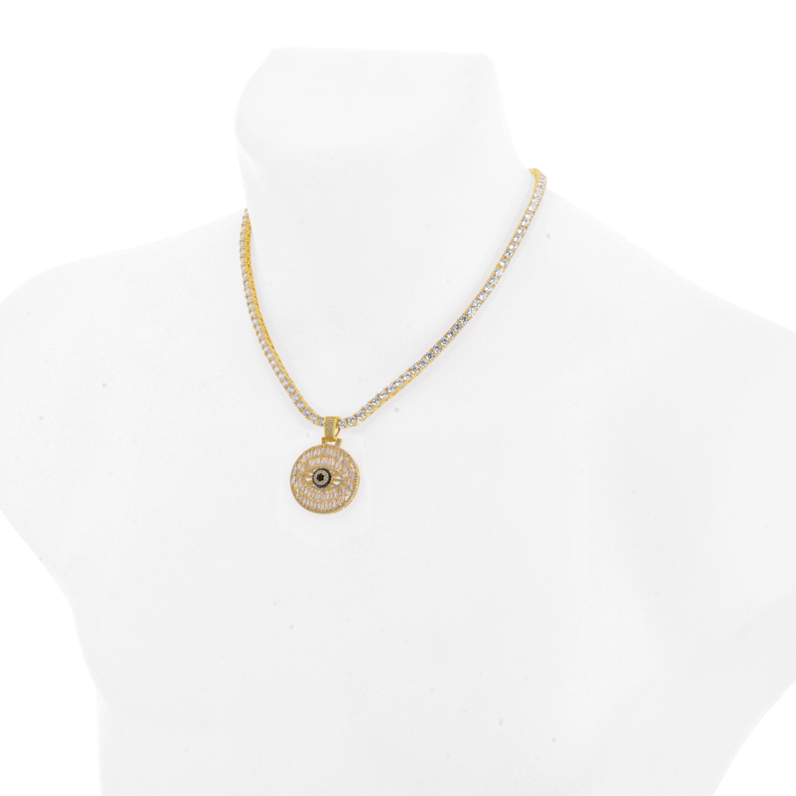Evil Eye Hamsa Medallion Pendant 20 inch Choker Stone Chain Necklace BCT 17101 G