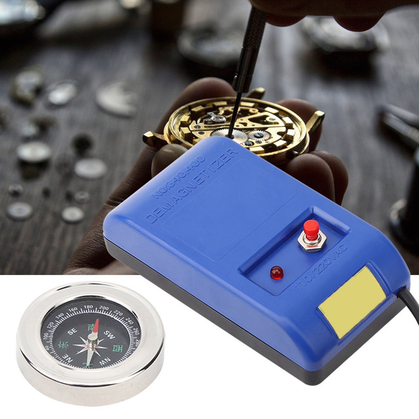 Electrical Demagnetizer Tools Compass Set For Watch Repair Degausser