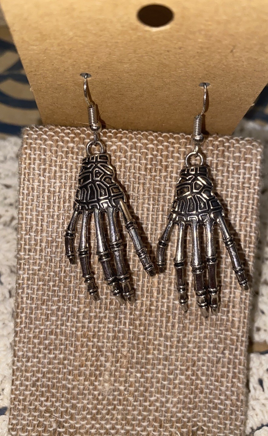Large Skeleton Hand Earrings Gothic Halloween Dangle Bone Hand