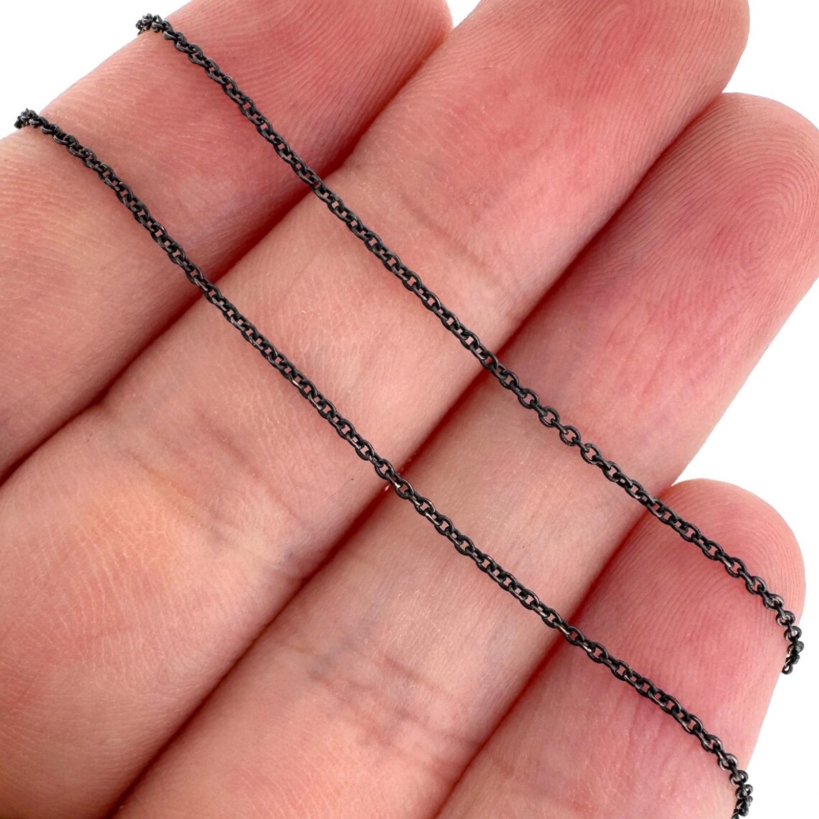 Oxidized Sterling Silver Delicate Cable Chain Necklace for Pendant-16″-36″
